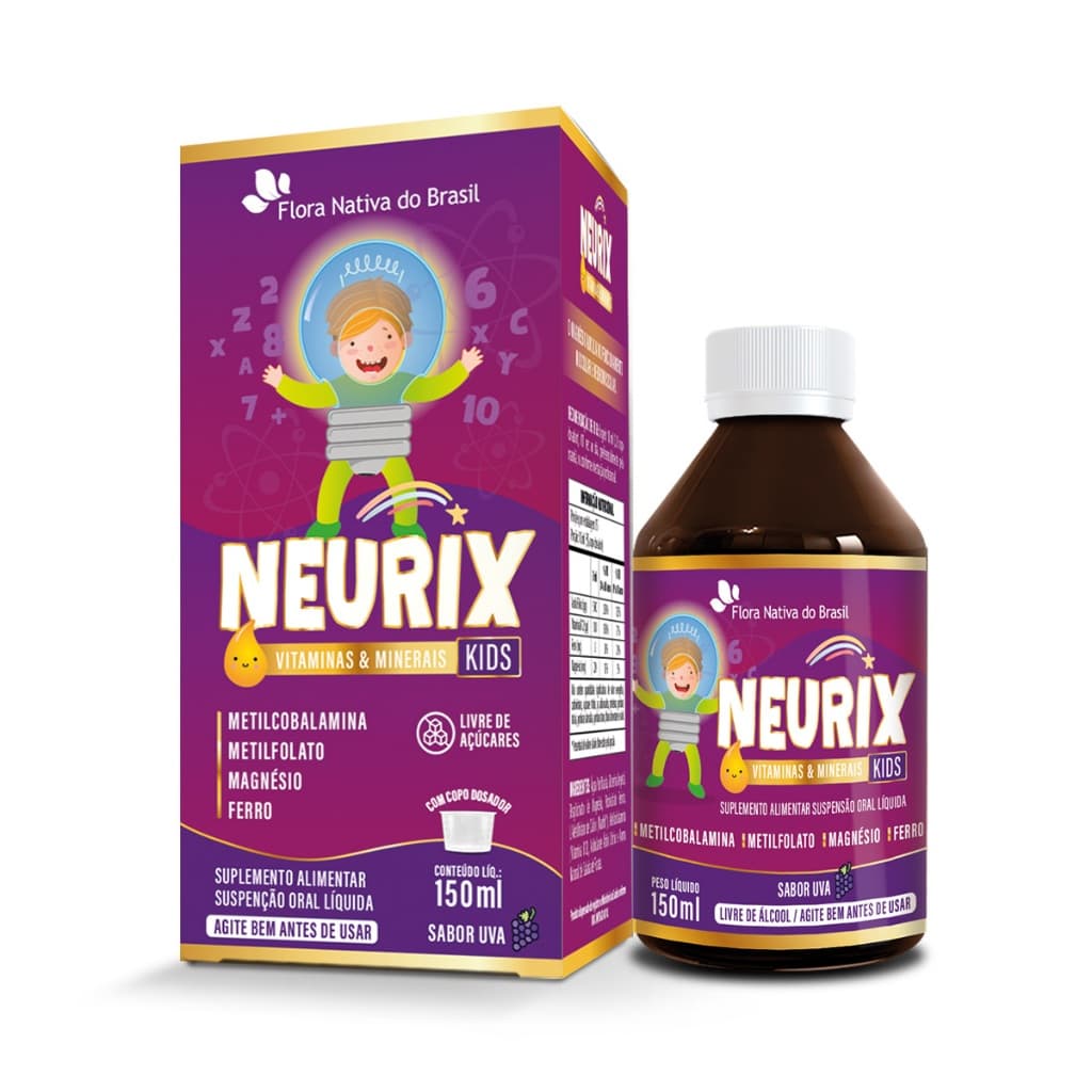 Vitamina Neurix (mag, Ferro, Metilfolato E B12) 150ml Sabor Uva