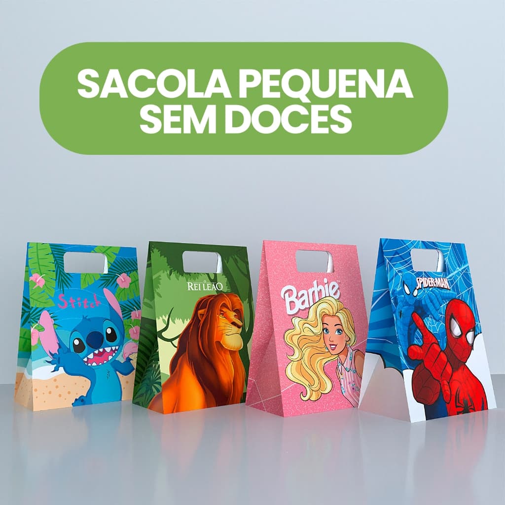 10 / 15 / 20 / 25 / 30 Sacolas Surpresa Pequena Personalizada Lembrancinha Festa Diversos Temas