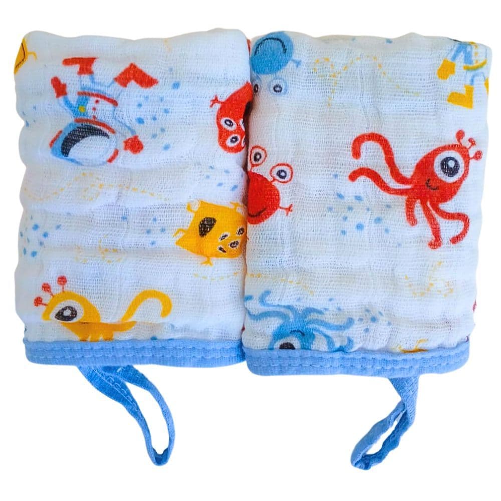 Kit 4 Toalha Paninho Pano Boca Bebe Soft 100% Algodão Sortido Menino Menina Com Prendedor de chupeta
