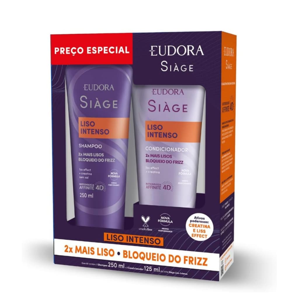 Kit Eudora Siàge Liso Intenso Shampoo 250ml + Condicionador 125ml