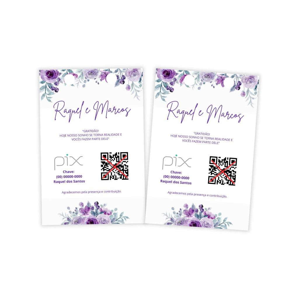Kit 2 Plaquinhas Pix Qr Code Operação Lua de Mel