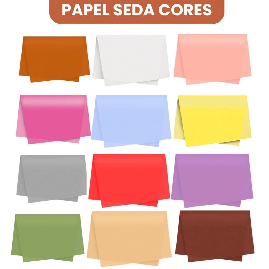 Papel de Seda 50x70cm Grande Diversas Cores para Embalagem Presente - 10 Unidades