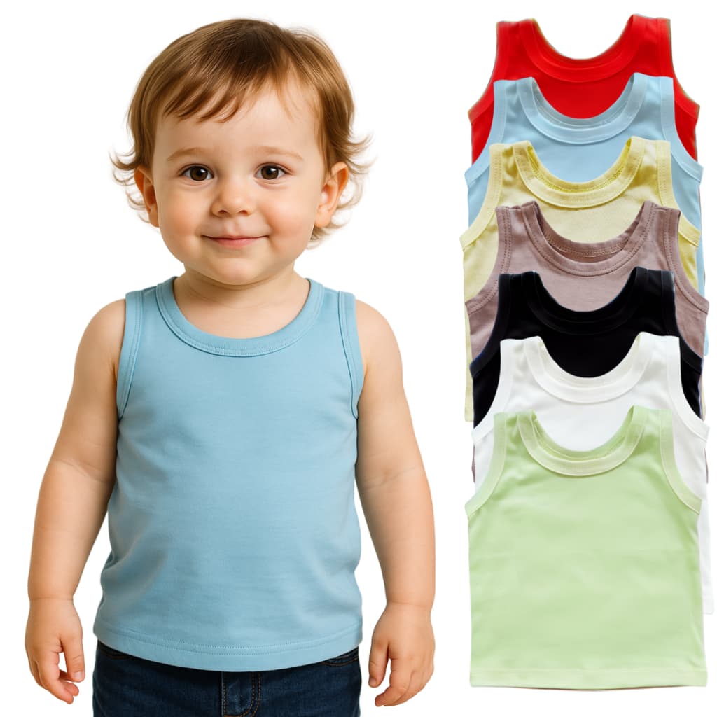 Kit Camisetas Infantil Regatas Bebê Menino Menina Verão Básicas Algodão Variadas 3/5/7 peças
