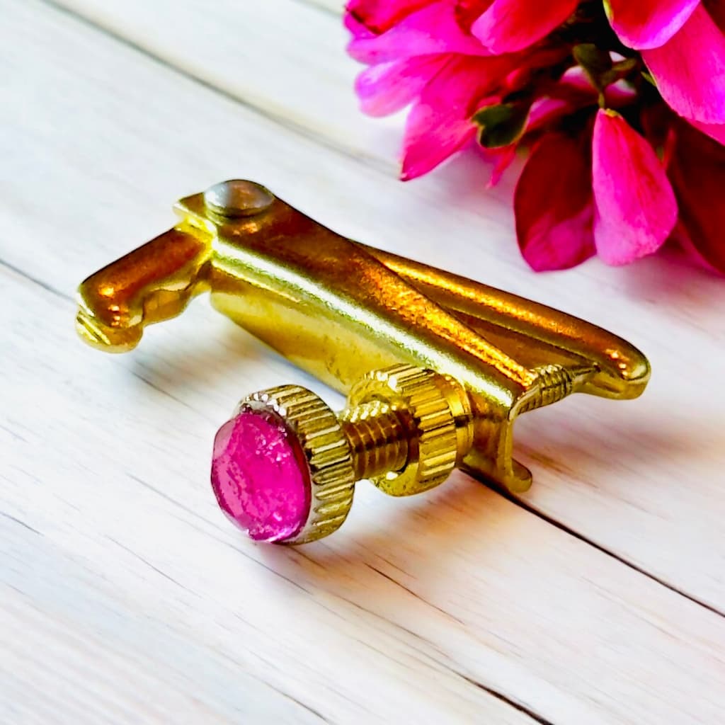 Micro Afinador Fixo Violino 4/4 Gold Pedra Red Rosa Premium