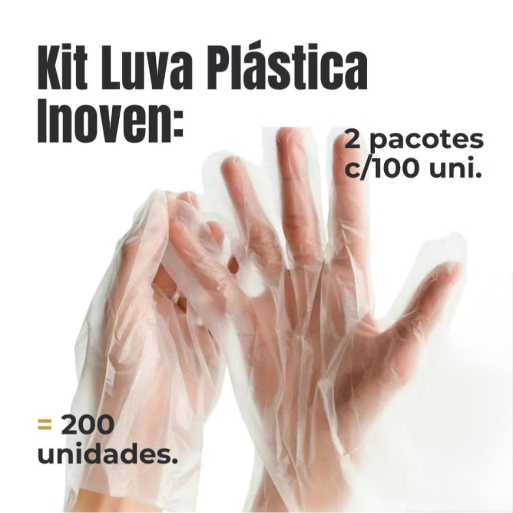 Luva Plástica Descartável 2 Pac|200 Unidades Inoven.