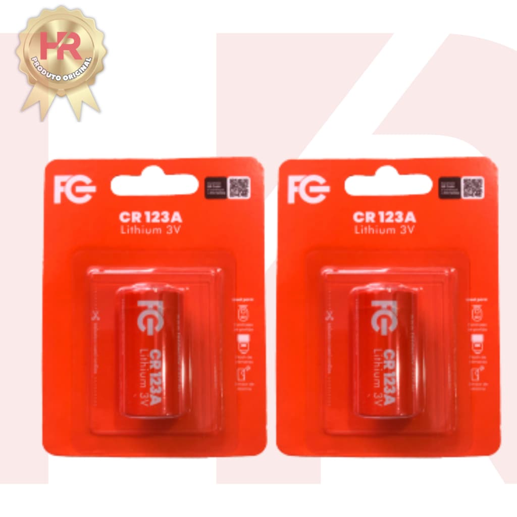 KIT 2 Baterias Pilha 3v CR123a Lithium FC Fontes Lacrado Original Sensor Alarme