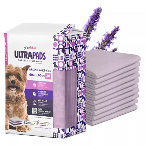 Tapete Higiênico Pet Aroma Lavanda UltraPads 60x60cm 30 Unidades