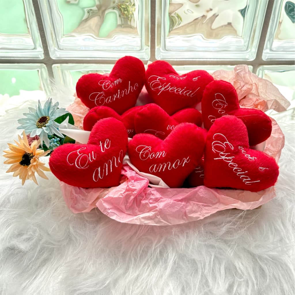 Kit 4/8/12 Coração de Pelúcia Almofada de Coração Para Namorados Presente Antialérgico