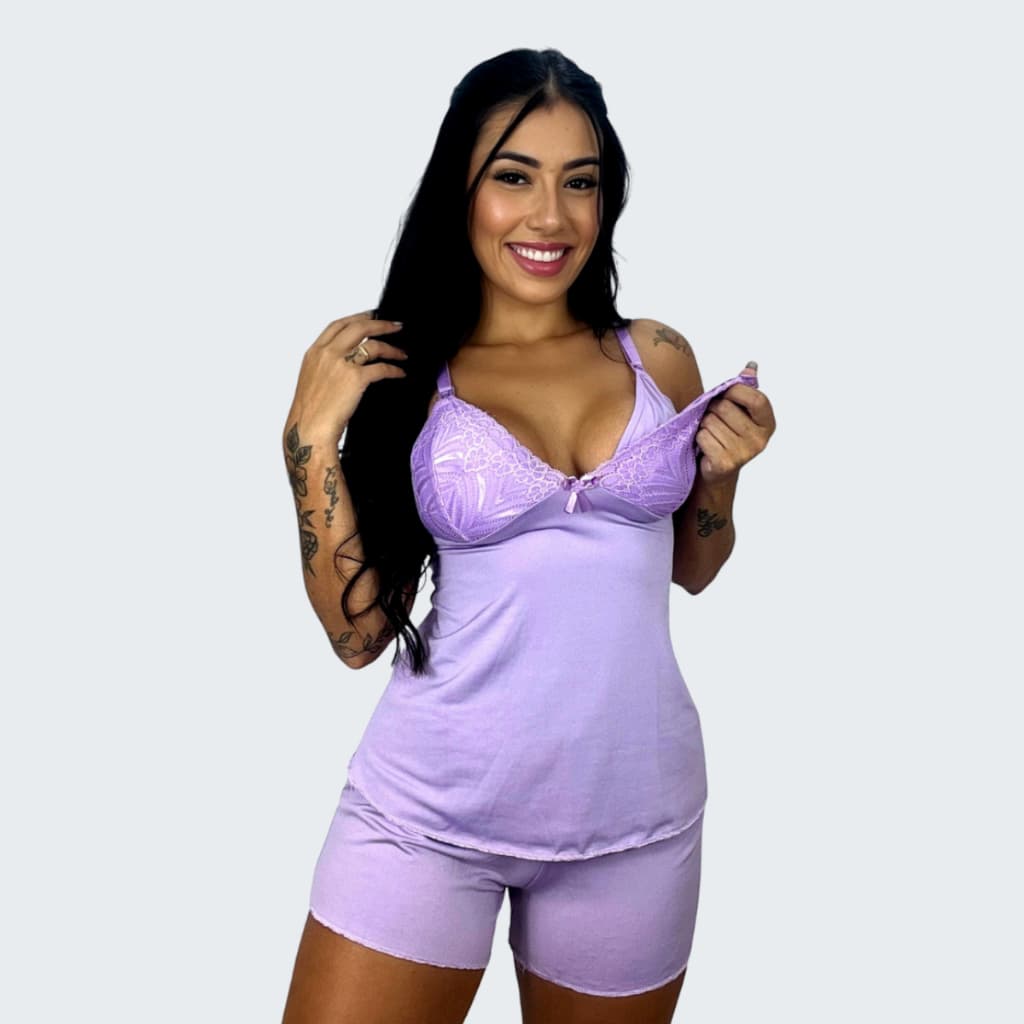Baby Doll Amamentação para Maternidade Pijama Gestante Pós Parto Abre Fácil