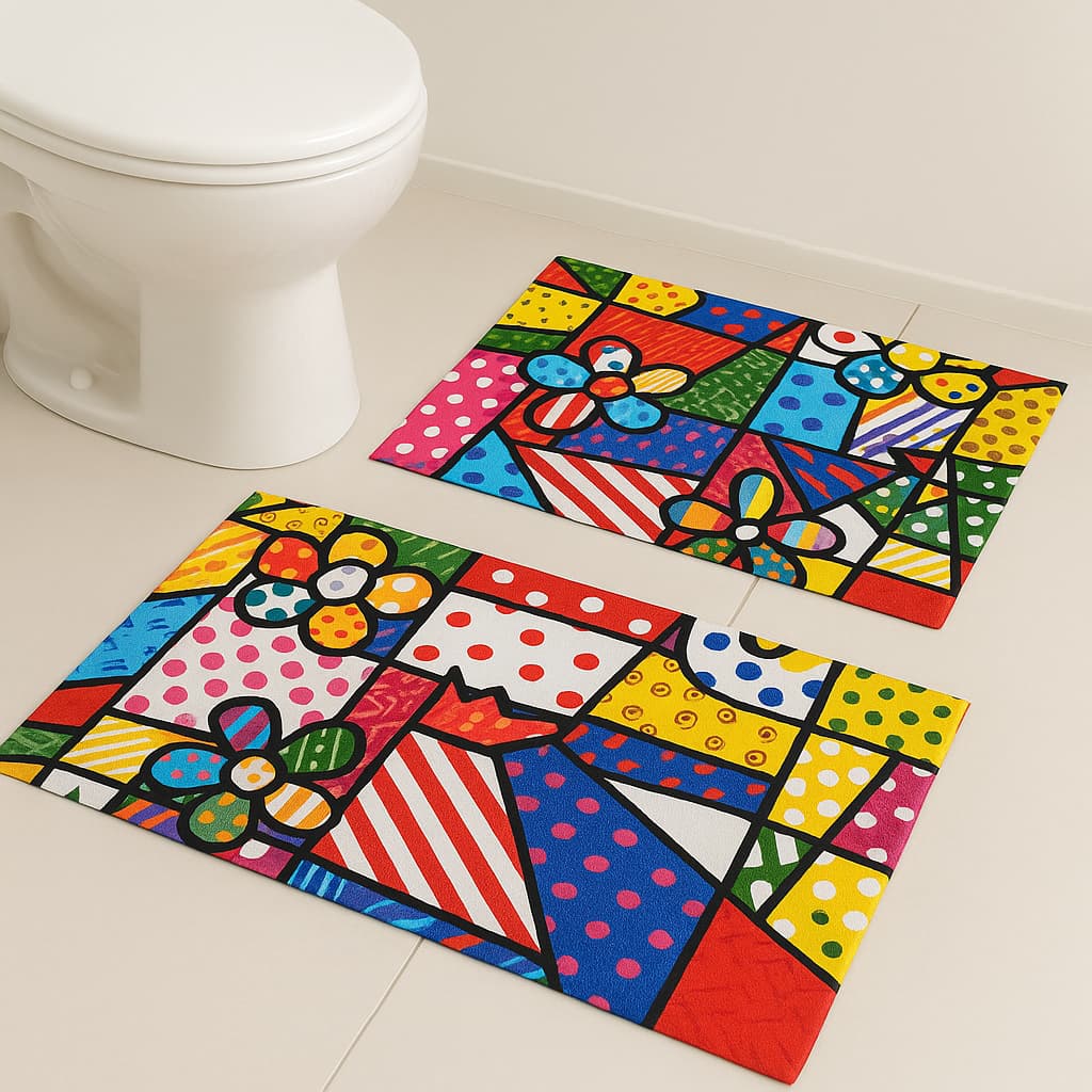 2 Tapetes para Banheiro - Absorvente e Antiderrapante - Veranil Colorfull - Jogo de Banheiro