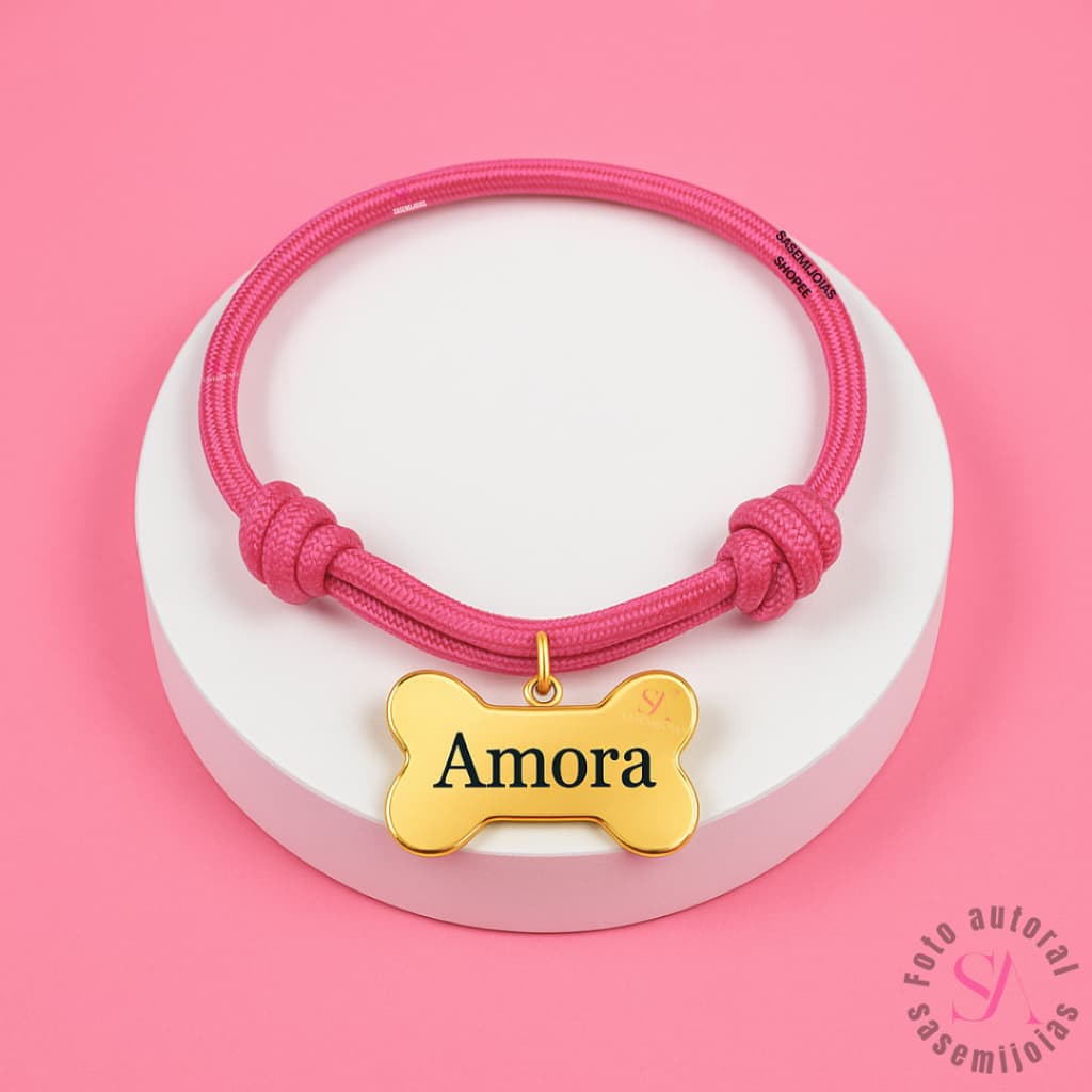 Coleira de Luxo com Osso Pingente Personalizado a Laser Nome e Telefone do Tutor B4