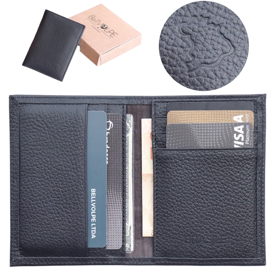 Carteira Masculina Feminina Slim Porta Cartões Couro Legítimo Marca Brasile Personalizado Fornecedor
