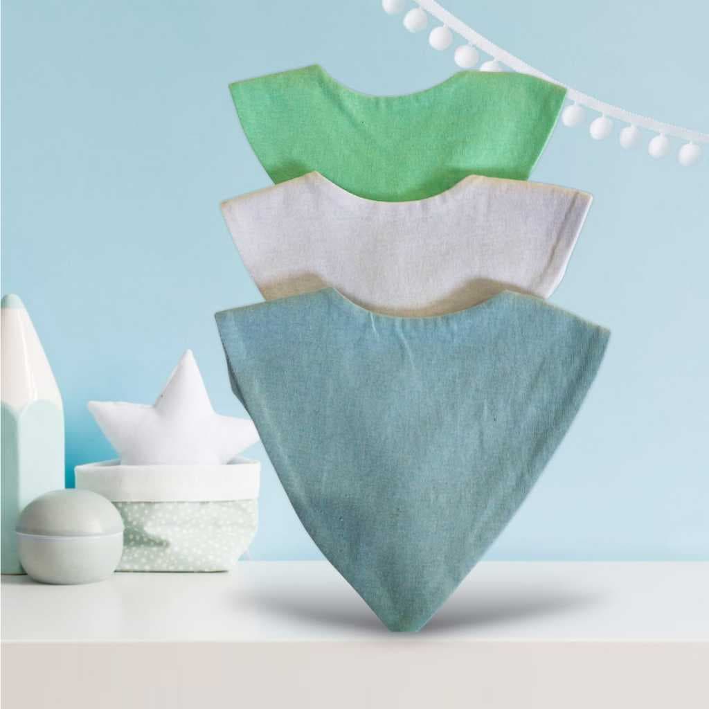Babador Kit 3 Bandana de Bebê100% Algodão Lisos