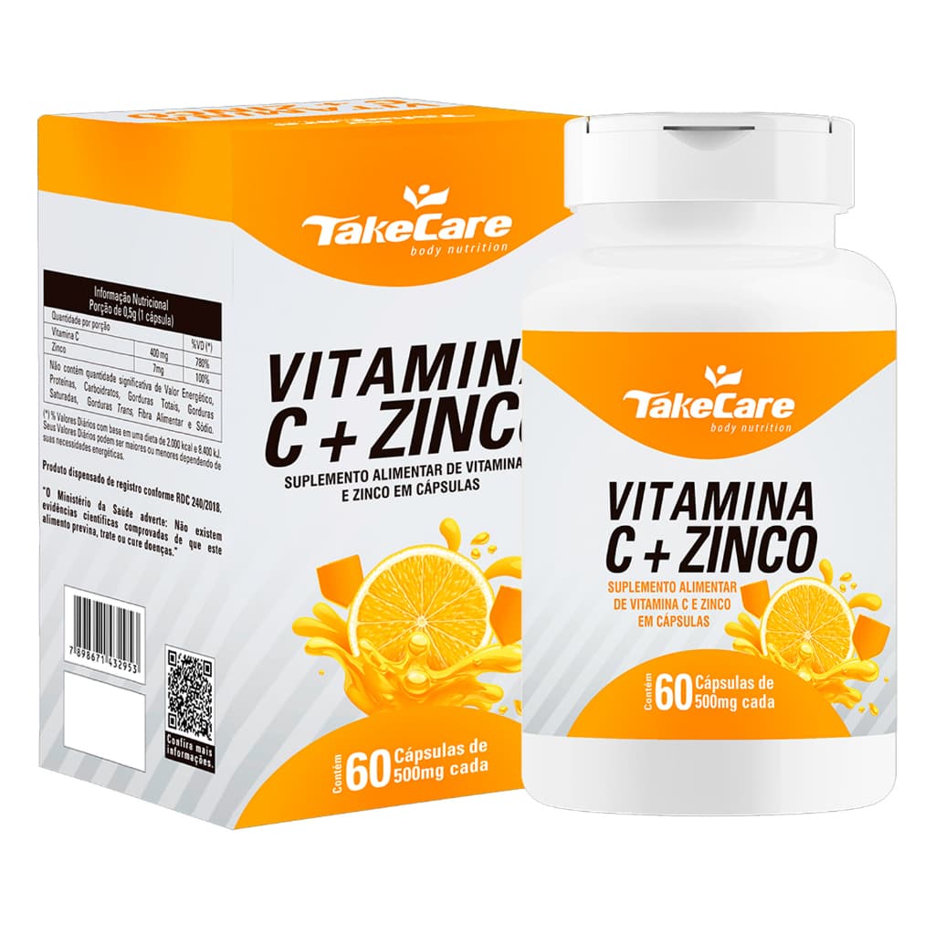 Vitamina C + Zinco 60 cápsulas | Suplemento Alimentar com Ação Antioxidante