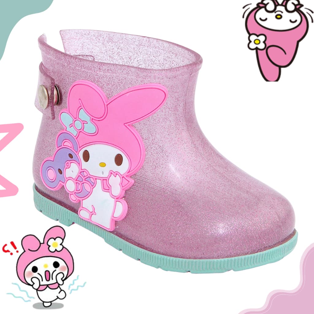 Bota galocha infantil menina feminina lançamento botinha kuromi my melody
