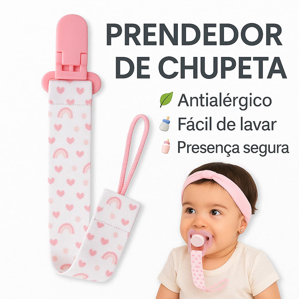 Prendedor De Chupeta Bico Para Bebe Original Modelo Universal Baby Nenem Menino E Menina