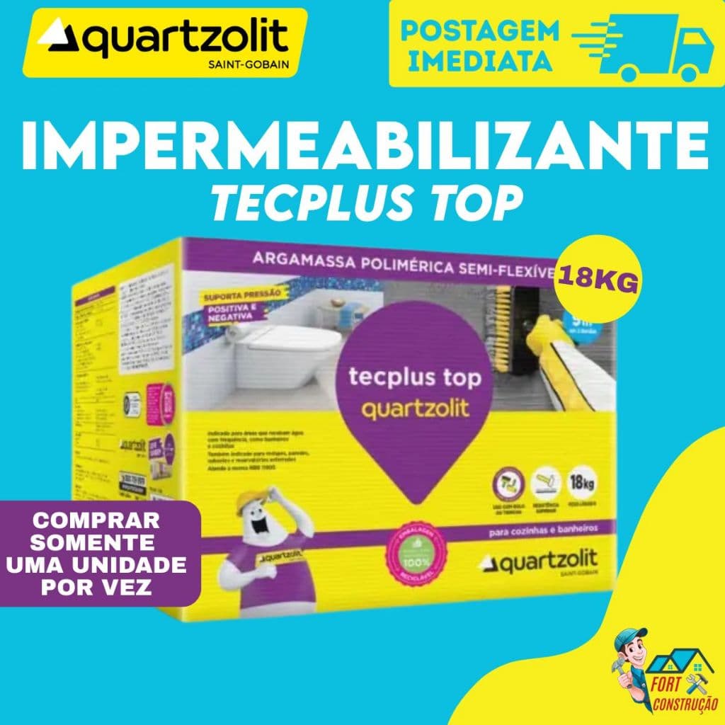 Impermeabilizante Tecplus Top Quartzolit 18kg Massa Polímérica Cozinha e Banheiros