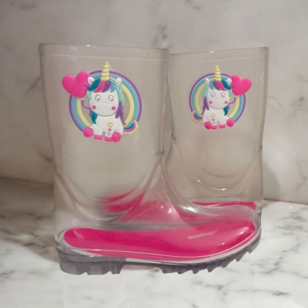 Galocha Bota de Chuva Cano Alto Unicórnio Infantil Menina Juvenil Leve Moderna Confortável Estilosa