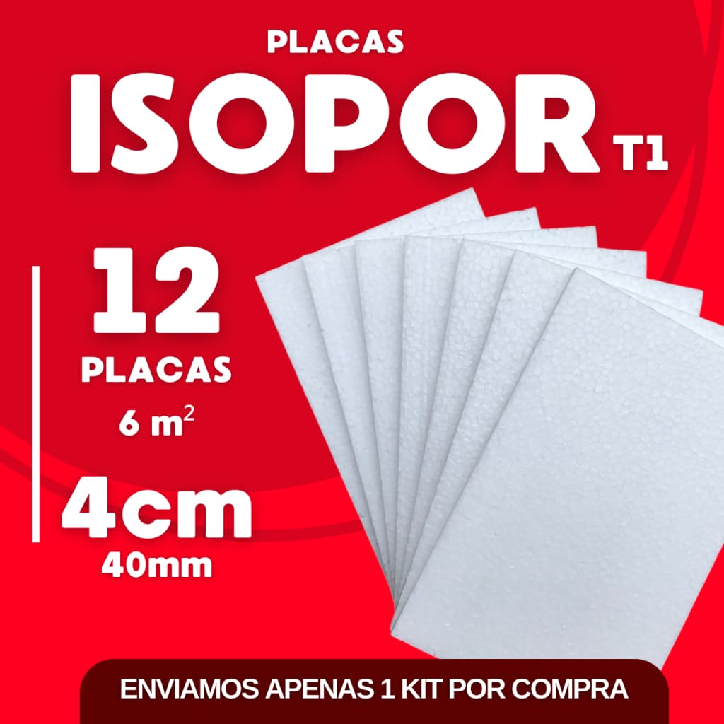 Kit 12 PLACAS ISOPOR ANTICHAMAS TÉRMICO ACÚSTICO ESPESSURA 40MM ( 4CM ) 12 UNIDADES 100x50x4CM