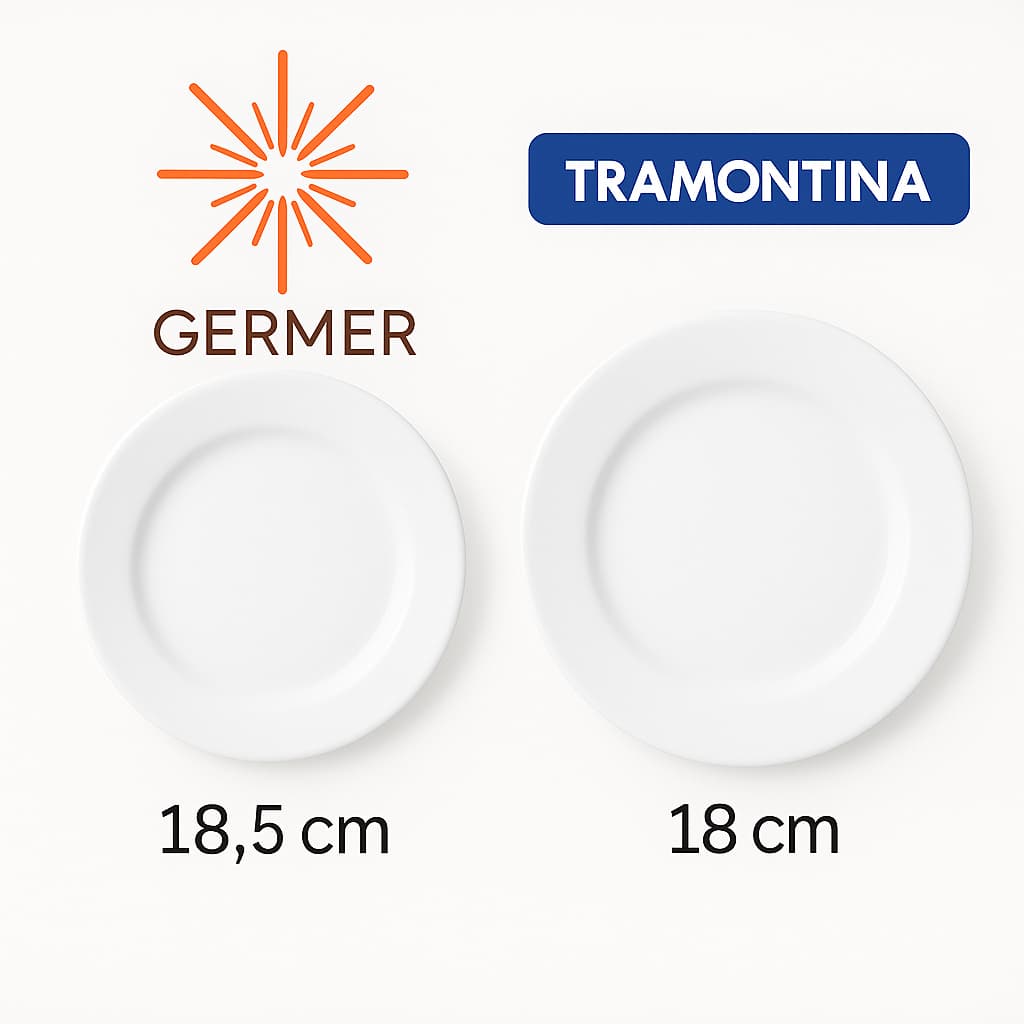 Kit 6 Prato Sobremesa Lanche Porcelana Branca 18,5 cm Bar Hotel Resistente Germer ou Tramontina