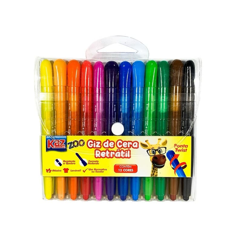 Giz De Cera 12 Cores caneta Retrátil Ponta Twist