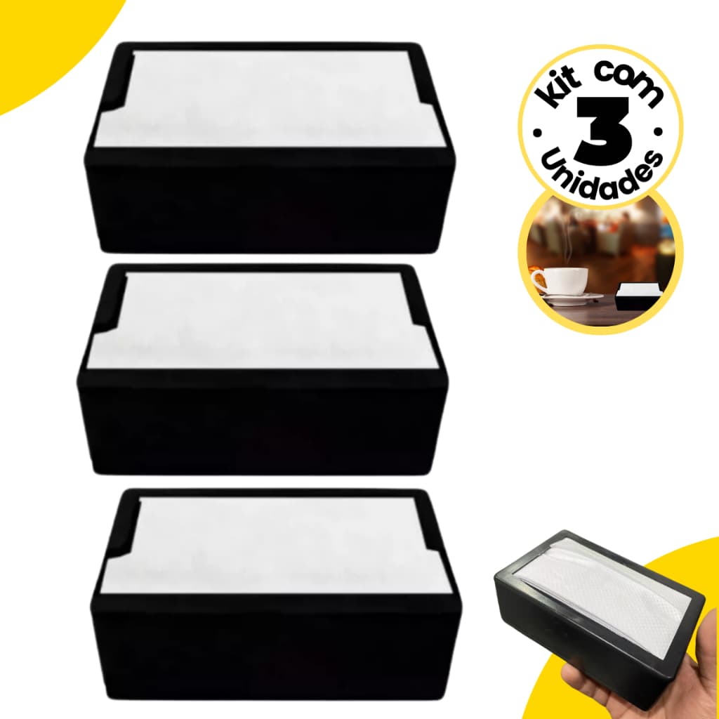 Kit 3 Porta Guardanapo Tv Modelo Horizontal Deitado - Restaurantes Bares Lanchonetes Botecos Eventos