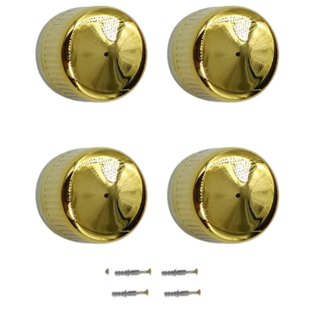 Kit 4un Botão francês Para espelho de plástico ABS Dourado fixa espelho com parafusos e buchas