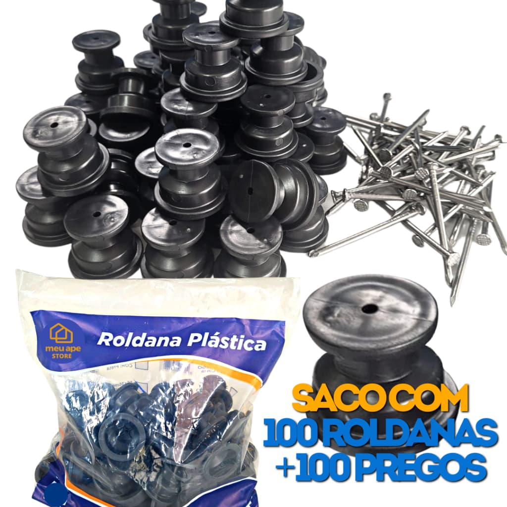 Isolador Roldana 100un Com Prego P/ Cerca Elétrica e Suporte Para Fios 36x36