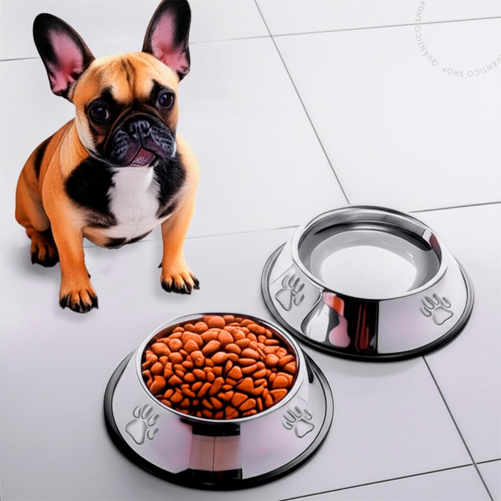 Vasilha Comedouro 1 2 ou 4 Un. e Bebedouro Inox Cães e Gatos Antiderrapante Pote Tigela Cachorro