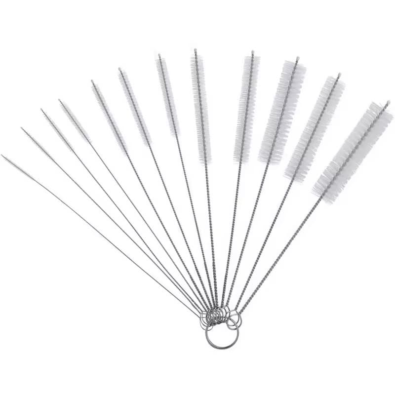 Kit 10 Escovinhas Limpeza De Canudo Aço Nylon Grandes Media Pequena Vareta