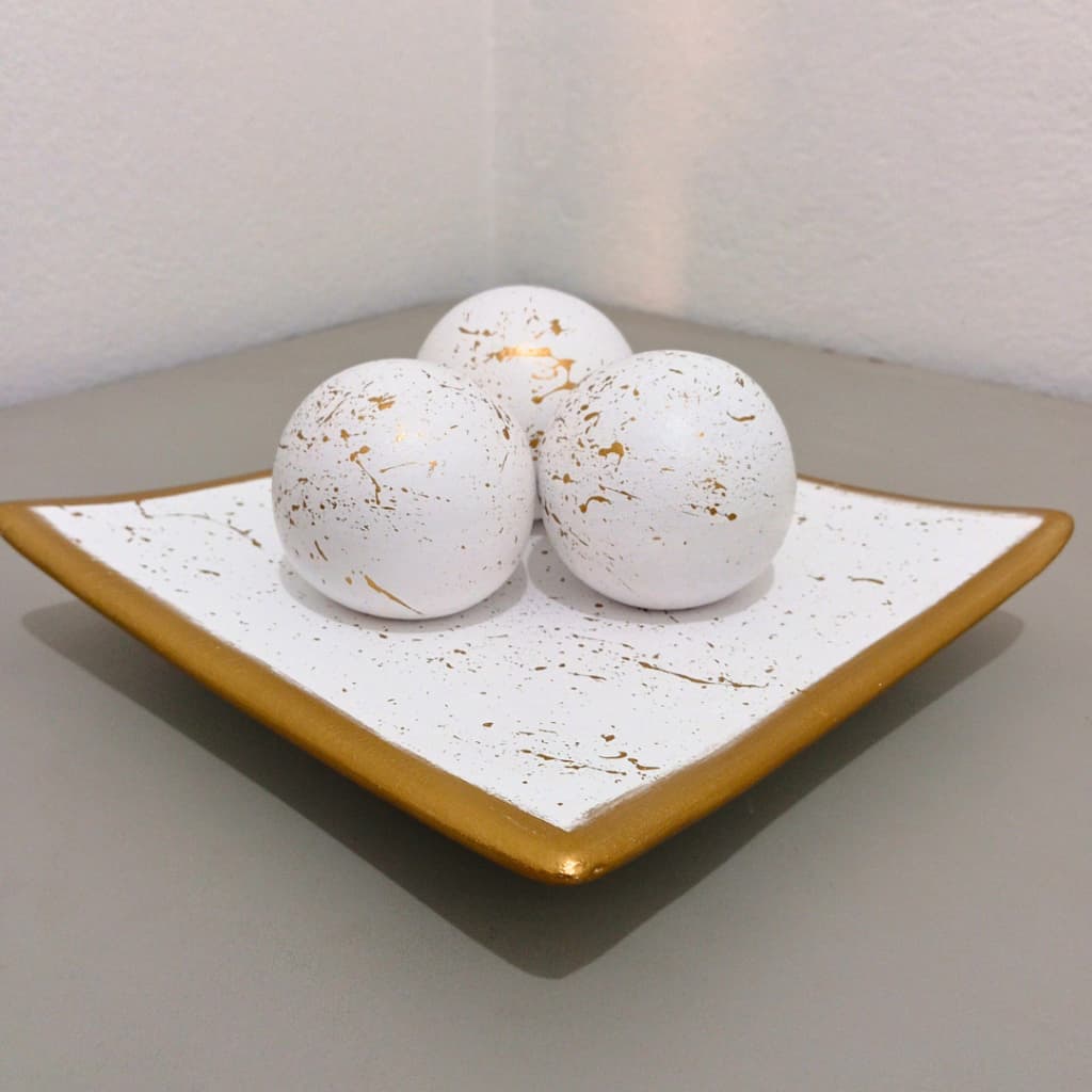 Kit Centro Mesa Prato Decorativo kit 3 Bolas Enfeite Ceramica Enfeite rack sala Vaso