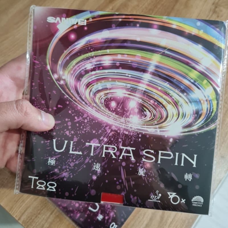 Borracha para raquete Sanwei T88 UltraSpin Profissional ITTF preta ou vermelha