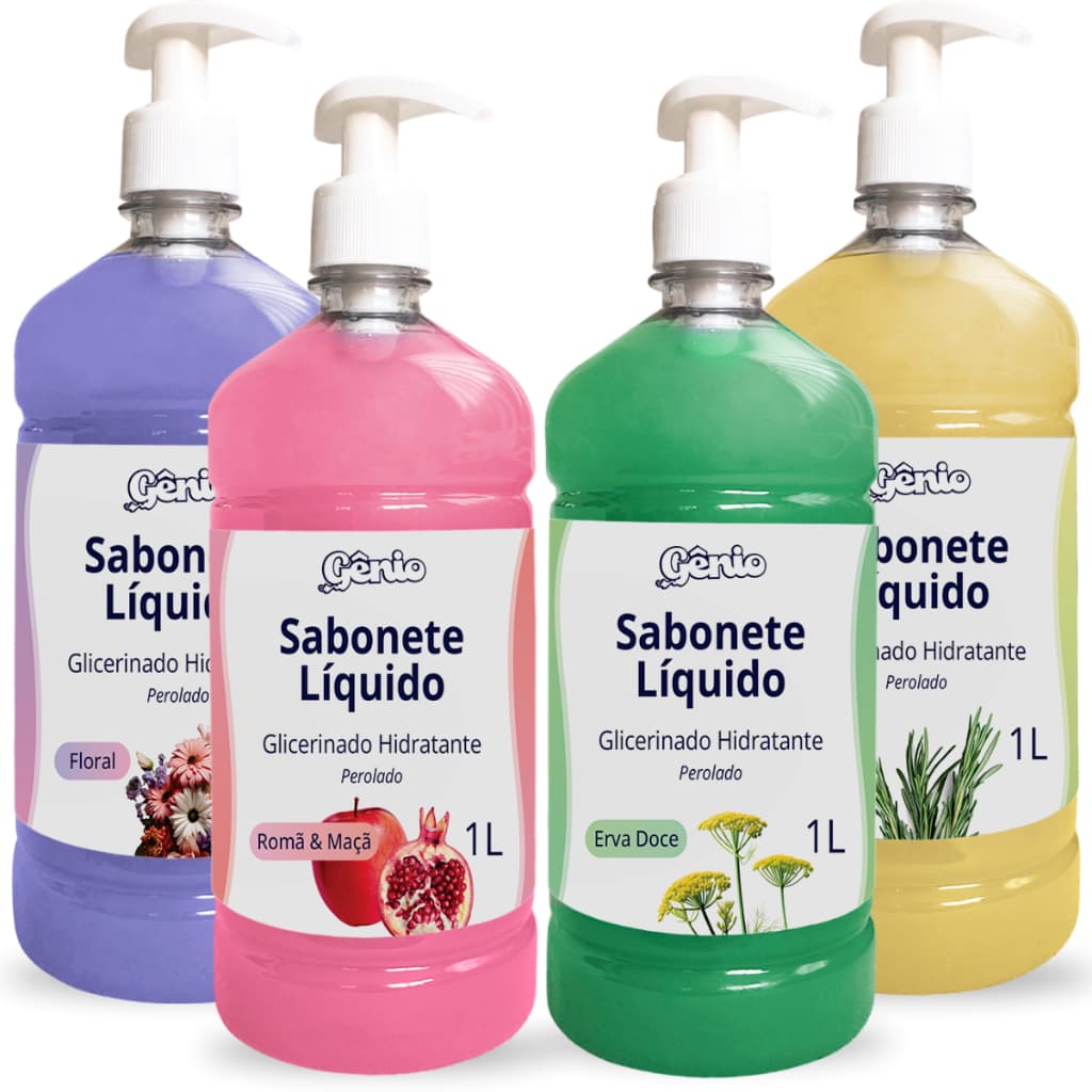 Sabonete Liquido 1 Litro - 2 unidades C/ Hidratante + Válvula Pump -  Erva Doce, Romã Com Maçã, Neutro, Floral