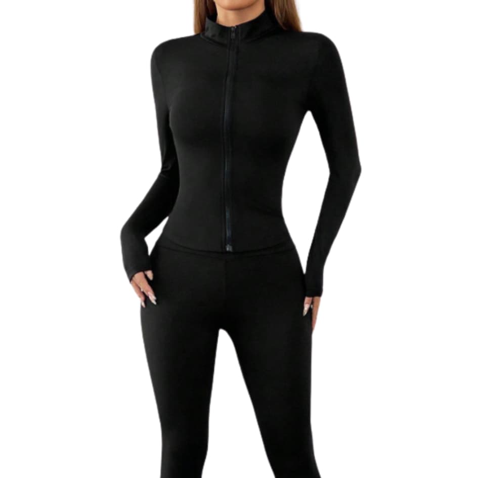 Jaqueta Básica Academia Feminina Esportiva Segunda pele Leve Respirável Seca Rápido