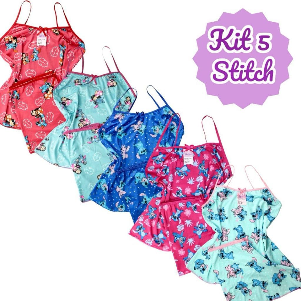 Kit 5 pijama infantil STITCH personagens Short doll infantil do Stitch pijama crianças