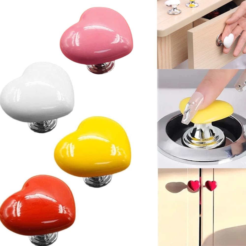 Botão de Pressão Para Vaso Sanitário e Armários Coração Decoração Puxadores