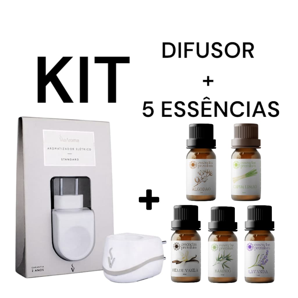 Difusor Aromatizador Elétrico Standard Bivolt Via Aroma + 5 Essência 15 ml