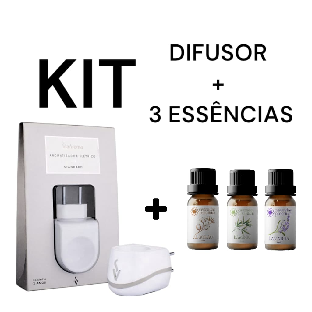 Difusor Aromatizador Elétrico Standard Bivolt Via Aroma + 3 Essência 15 ml