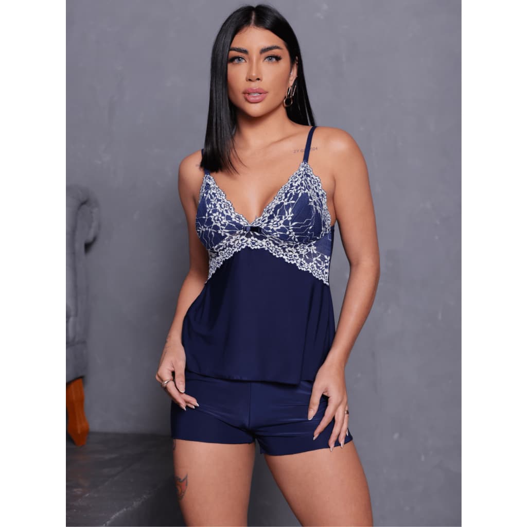 PIJAMA FEMININO BABYDOLL CONFORTAVEL SHORTS E BLUSINHA COM ALÇA REGULÁVEL FRESQUINHO
