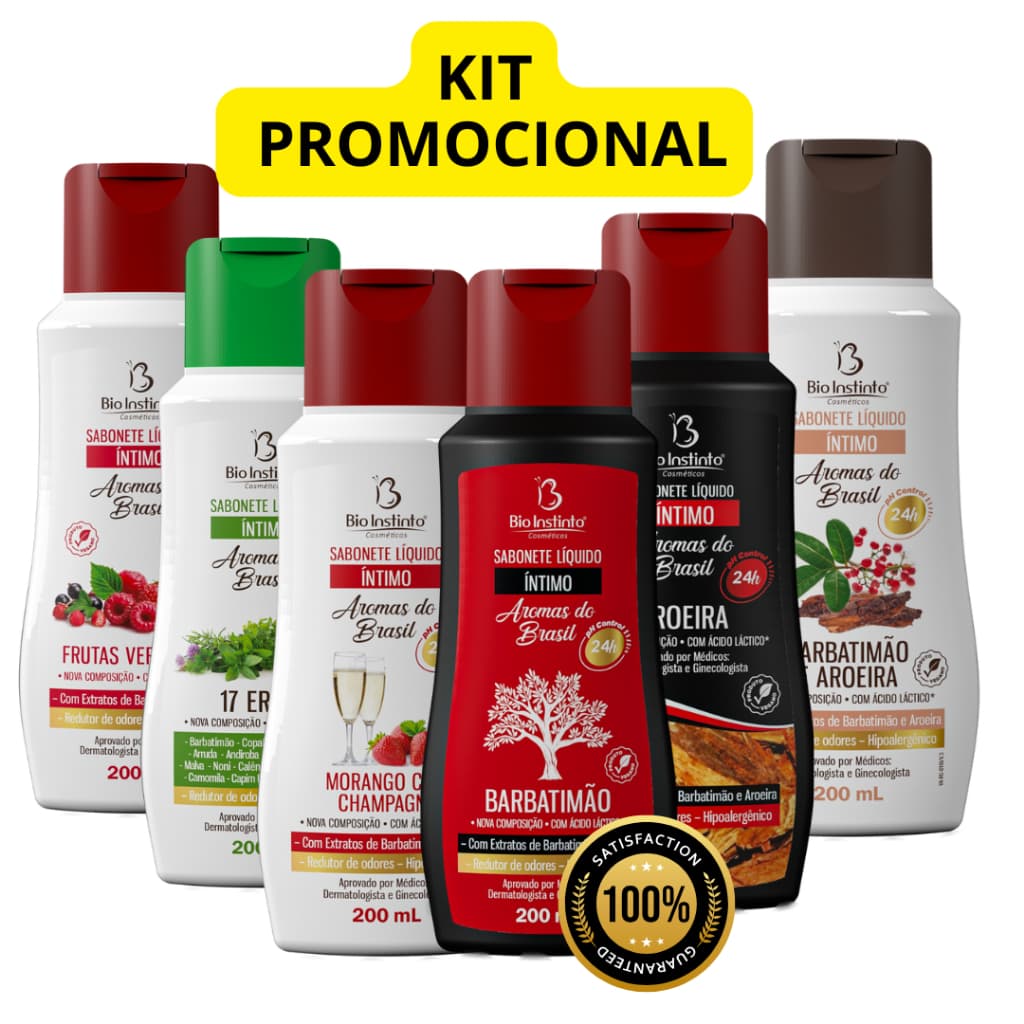 Kit sabonete intimo feminino Atacado Aromas do Brasil Fragrâncias sortidas Bio Instinto 200ml