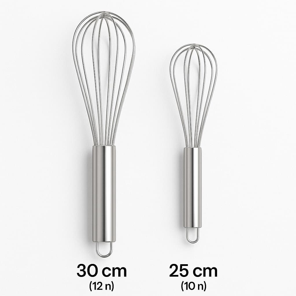 Batedor de Ovos Em Aço Inox Profissional 25cm e 30cm Fuê Fuet Fouet