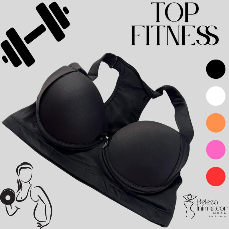 Top Sutiã Fitness Cropped Nadador Alça com Bojo Push Up Lingerie Confortável Academia