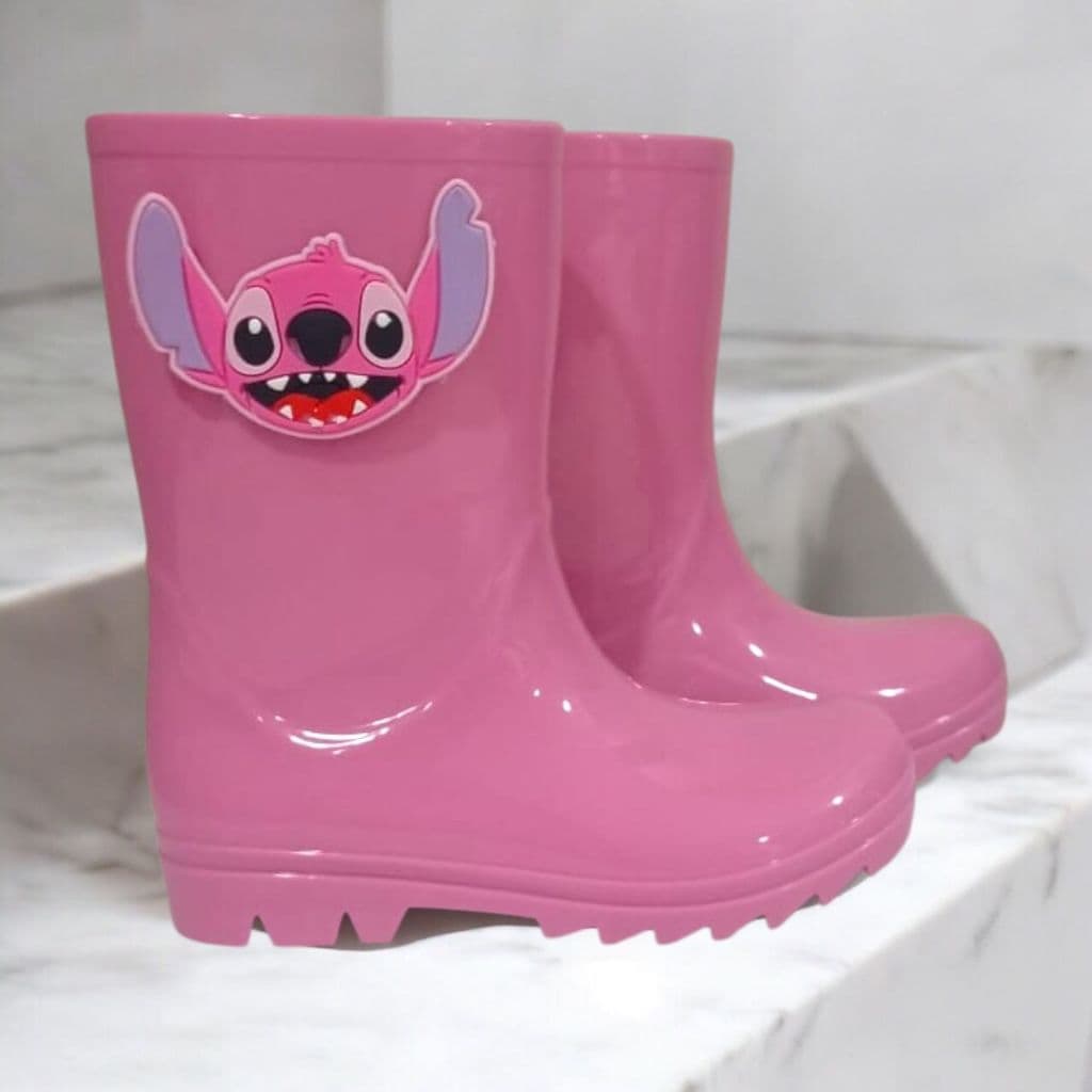 Galocha Bota de Chuva Unicórnio Cano Alto Angel Stitch Infantil Menina Juvenil Leve Moderna Confortável