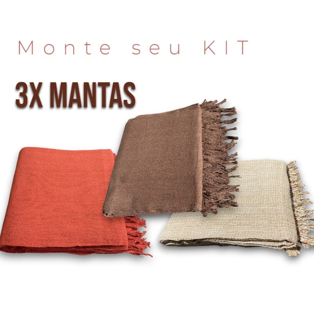 KIT 3 Manta Para Sofá Retrátil Terracota Luxo Decoração Ambiente Sala de Estar 220 x 150CM