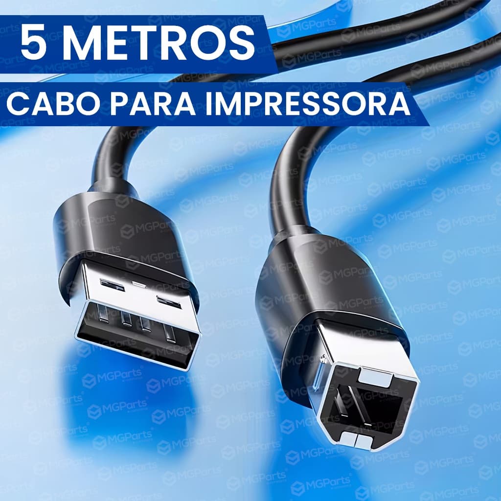 Cabo para Impressora USB Tipo B Profissional 5 Metros 3 Metros Impressora Scanner Multifuncional