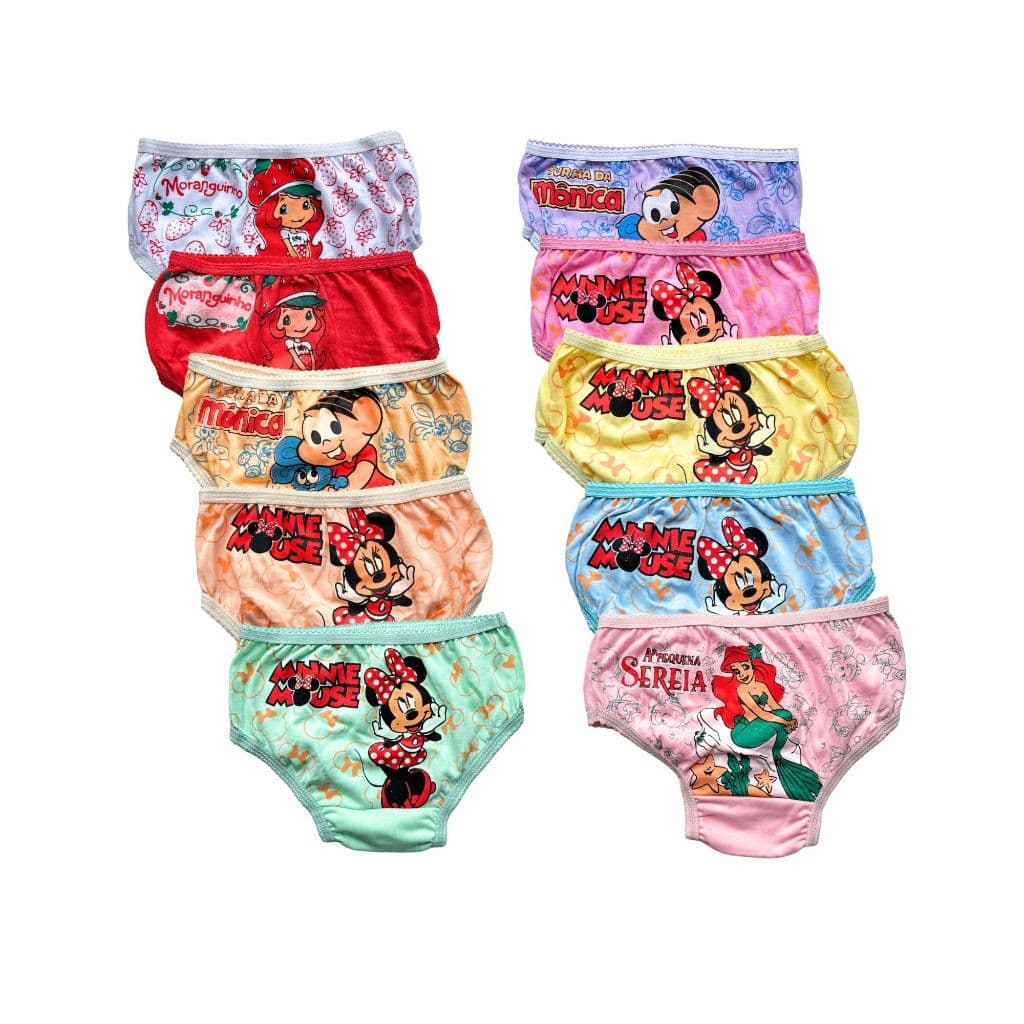 Kit Calcinhas infantil menina 100% Algodão Sublimadas Pintadas Estampadas