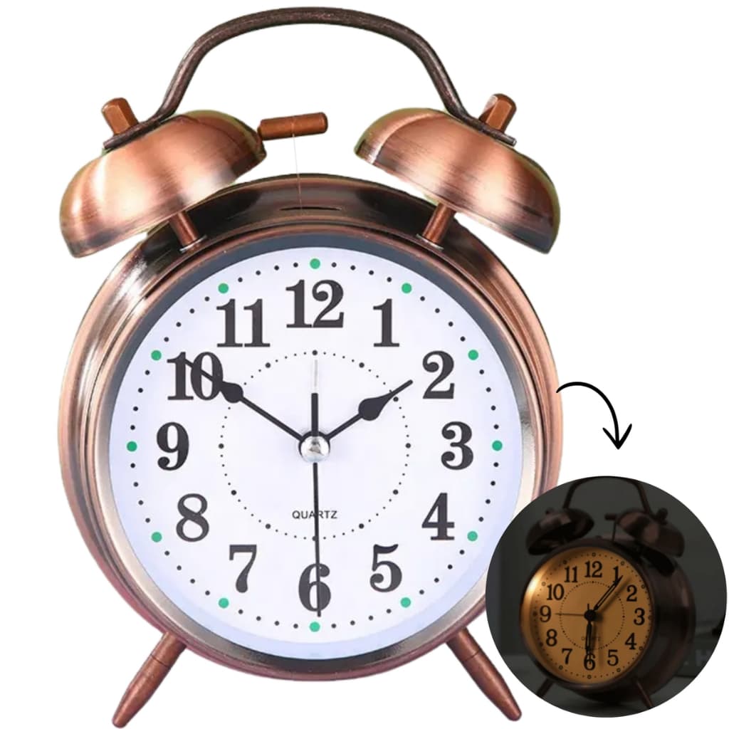 Relógio Despertador de Cabeceira e Mesa Analógico Vintage Antigo Clássico Retro Led