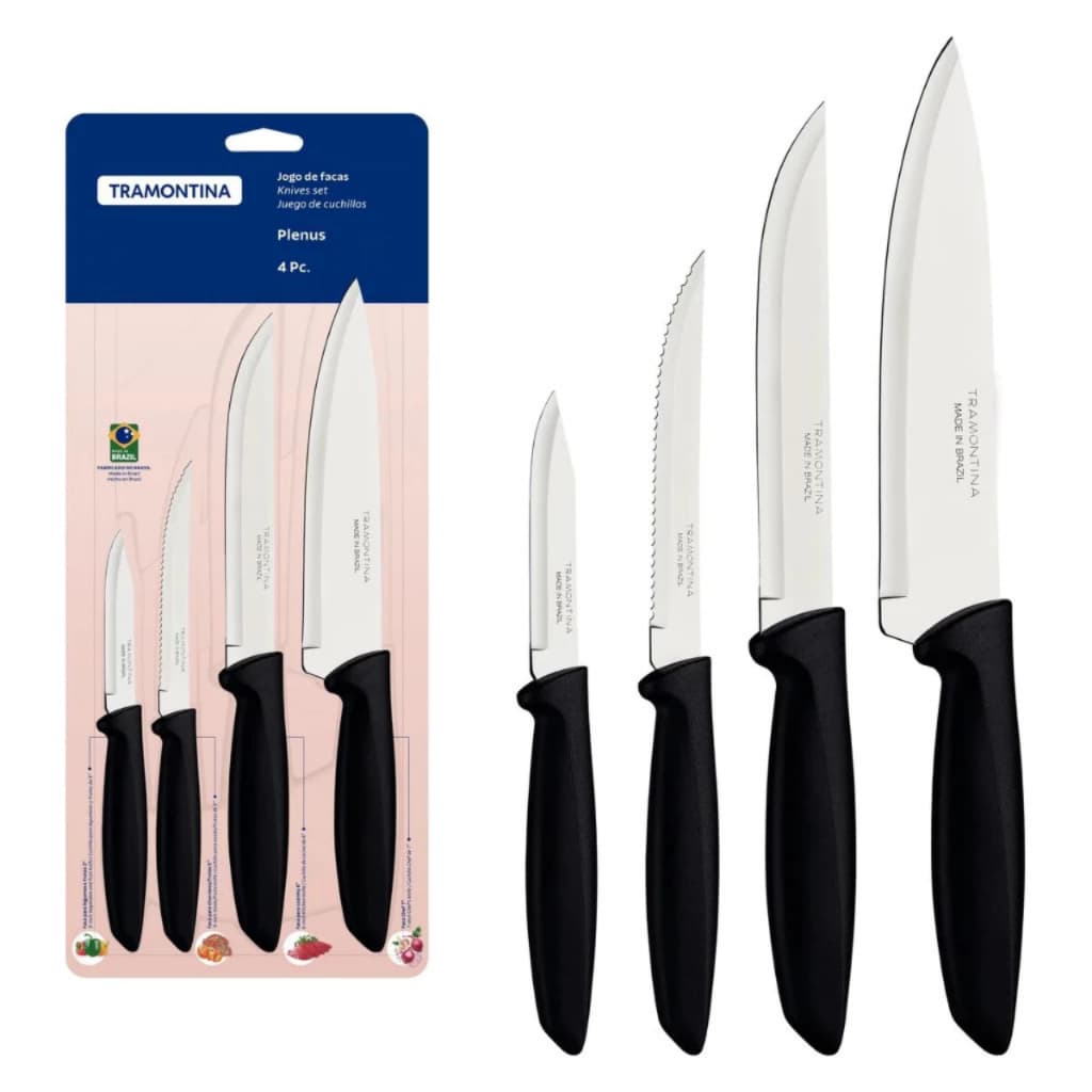 Jogo com 4 Facas Plenus Tramontina – Praticidade, Precisão e Qualidade na Sua Cozinha!