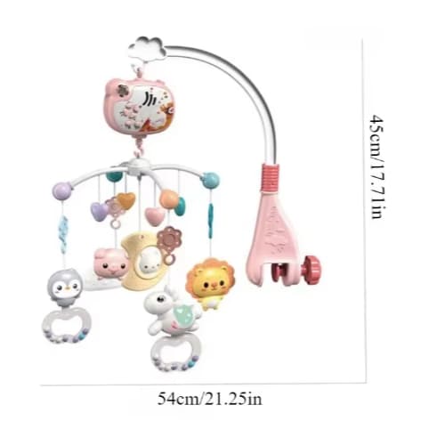 Chocalho Berço Bebê Musical E Giratório Animais Brinquedo Móbile De Berço Com Projeção De Luzes