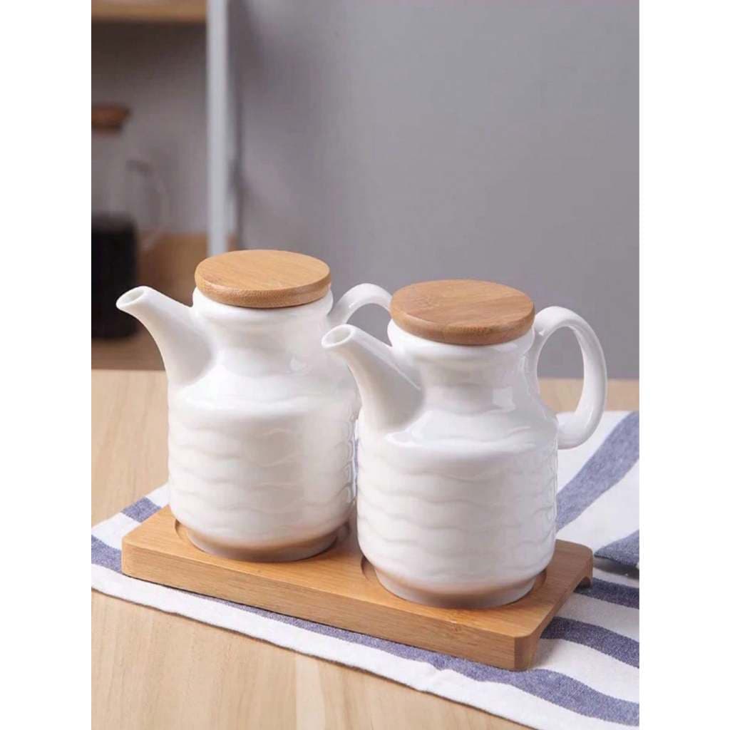 Kit Com 2 Peças Porta Mantemento em Cerâmica  com bandeja